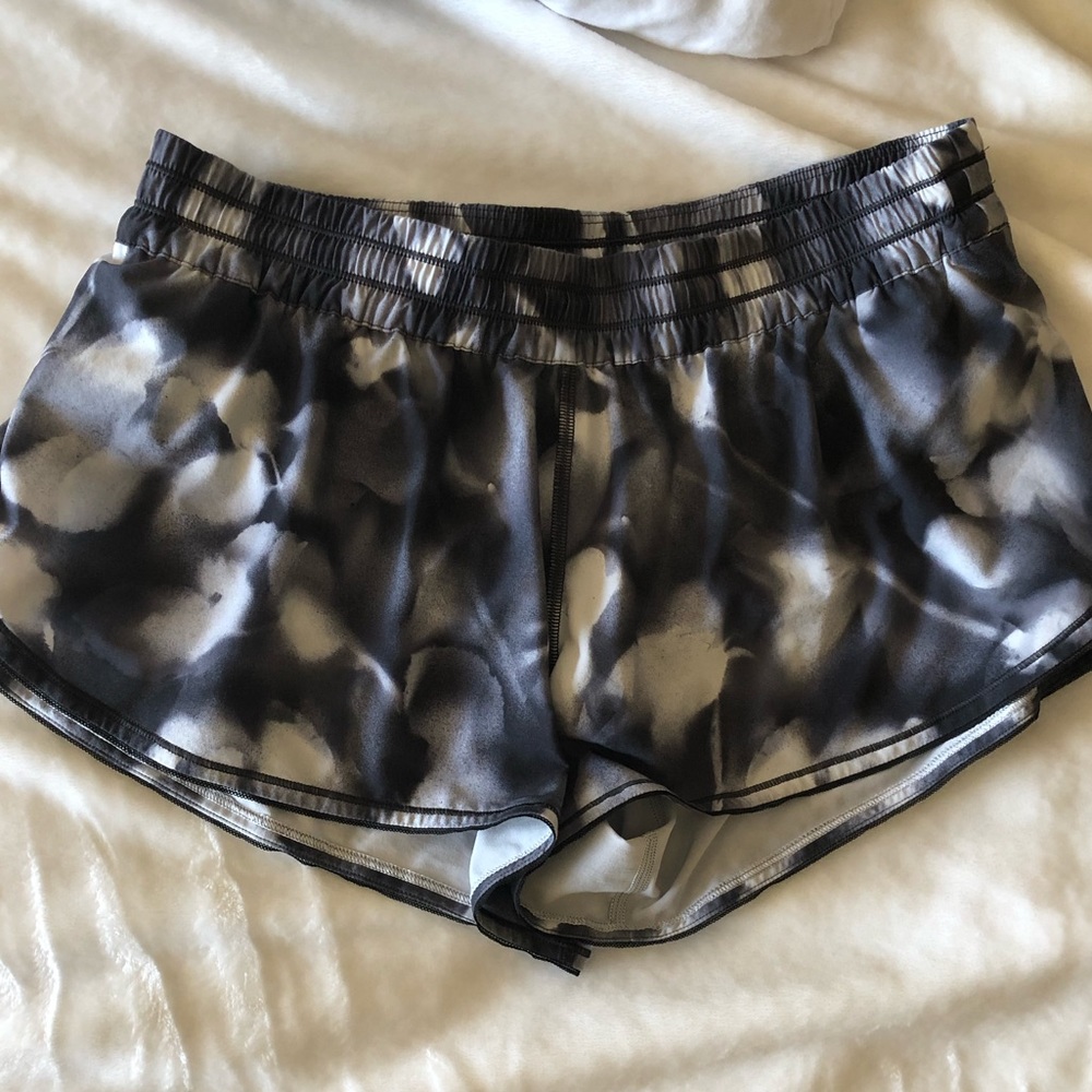 Flowered Black and Grey Lululemon Shorts (6)